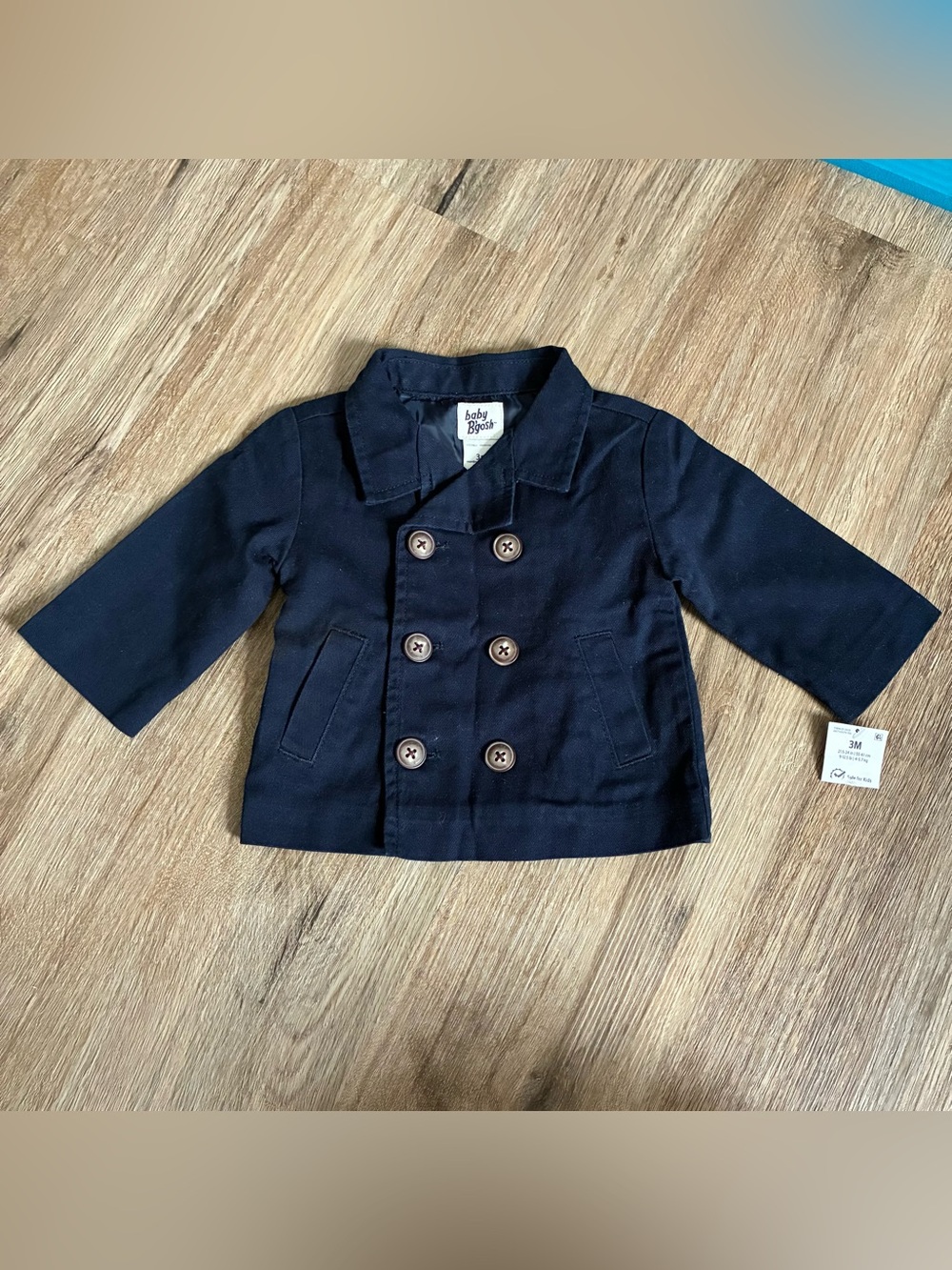 OSHKOSH BABY B’GOSH Twill Double Breasted Twill Kids Boy Navy Jacket | size 3M